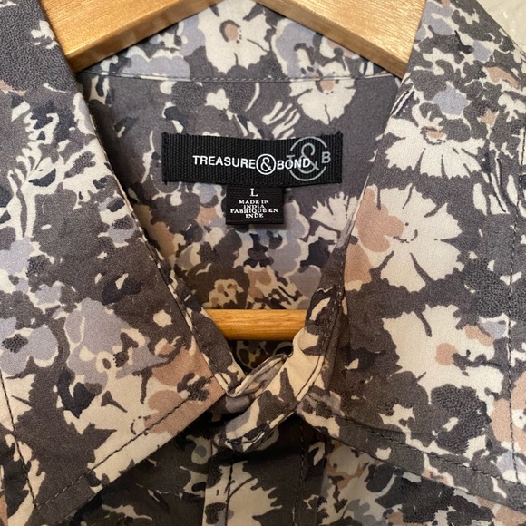 Men’s L floral short sleeve button down - Picture 2 of 4